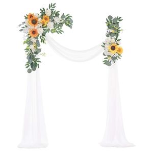 Artificial sunflower with sheer swag